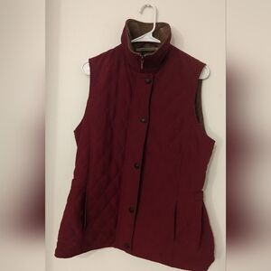 Henry White Quilted Vest Red Medium Wool Blend, vintage